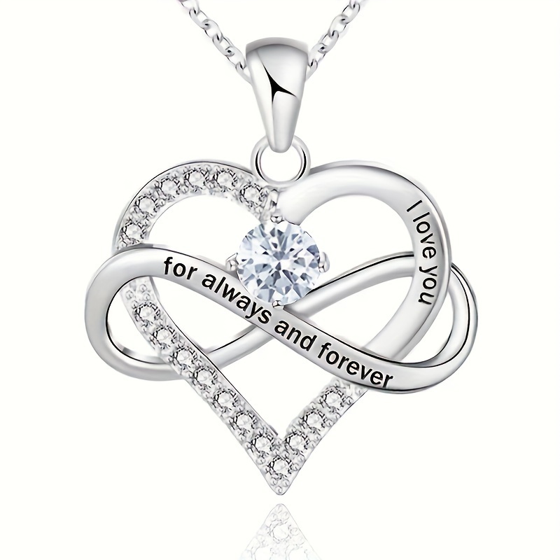 Chic Silvery-Tone Birthstone Pendant Necklace - Perfect for Christmas & Birthday Gifts, Fashionable Alloy with Rhinestone Accents