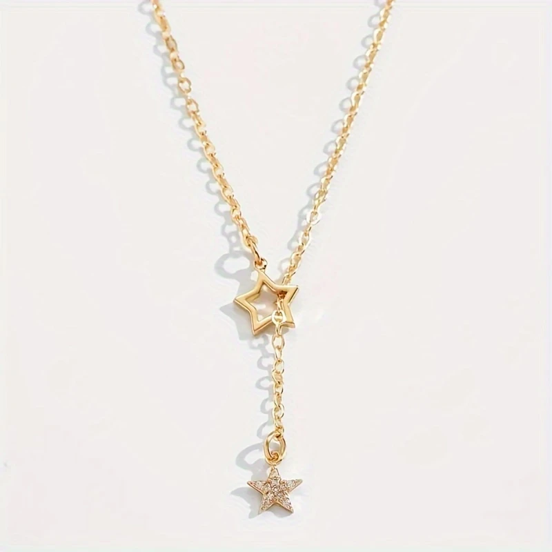 Exquisite Shiny Star Y-Shaped Clavicle Chain Necklace For Women Dating Party Jewelry，women Gift