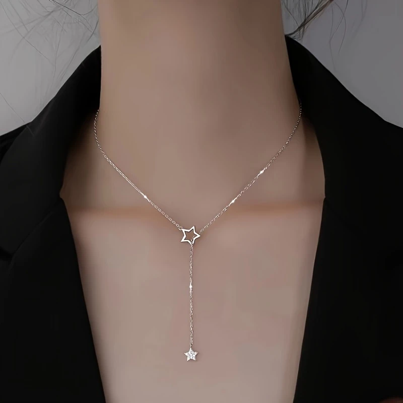 Exquisite Shiny Star Y-Shaped Clavicle Chain Necklace For Women Dating Party Jewelry，women Gift