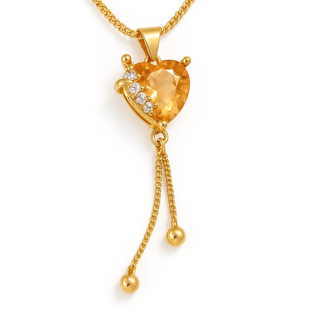 925 Sterling Golden Heart Shaped Necklace Stylish Jewelry Sparkling Heart Design Paved Shining Zirconia Gold